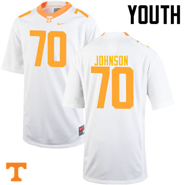 Youth #70 Ryan Johnson Tennessee Volunteers College Football Jerseys-White